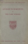 Law School Announcements 1943-1944