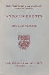 Law School Announcements 1951-1952 by Law School Announcements Editors
