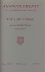 Law School Announcements 1937-1938 by Law School Announcements Editors